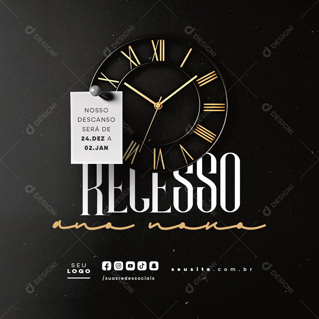 Recesso Ano Novo Social Media PSD Editável
