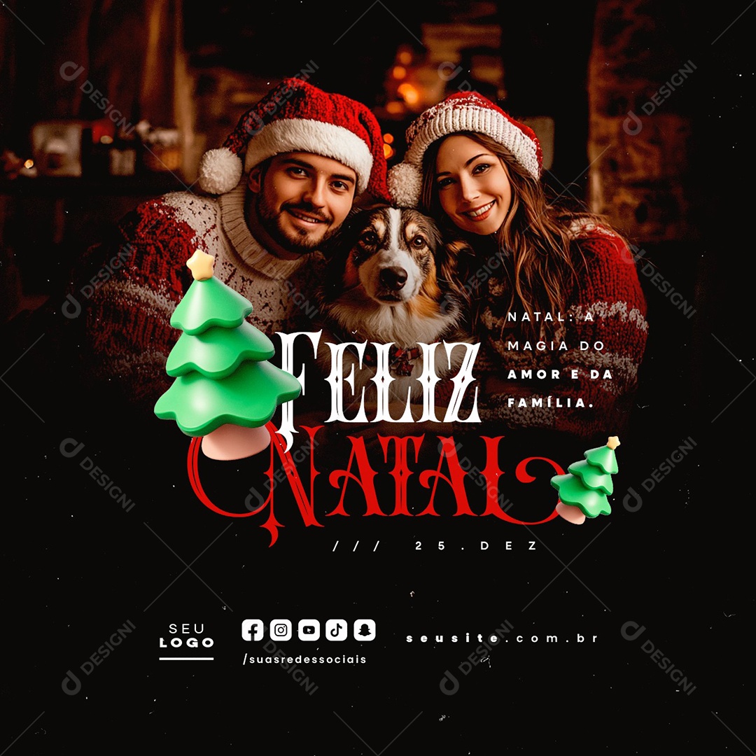 Feliz Natal 25 de Dezembro a Magia do Amor e Da Família Social Media PSD Editável