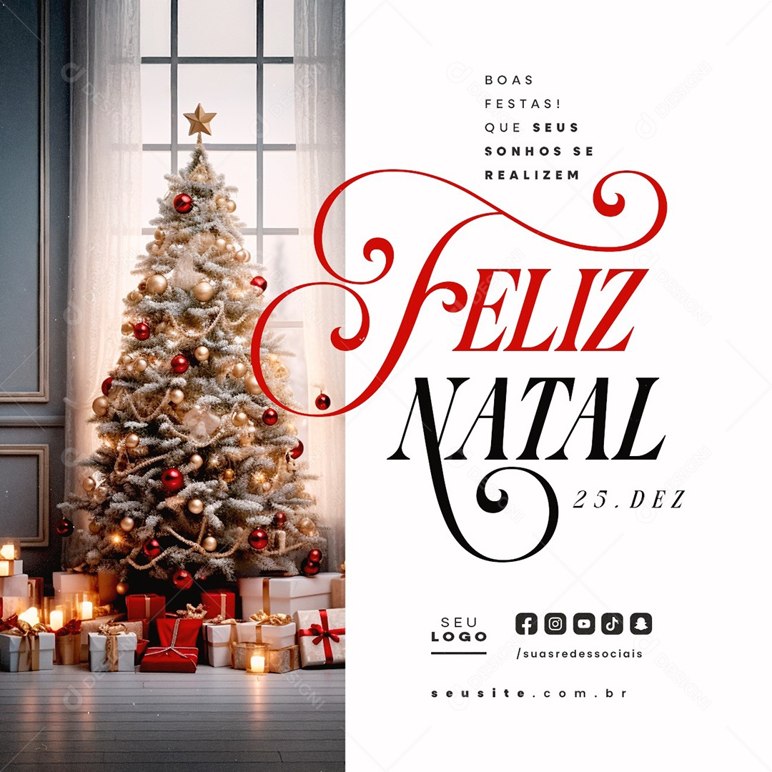 Feliz Natal 25 de Dezembro Boas Festas Social Media PSD Editável