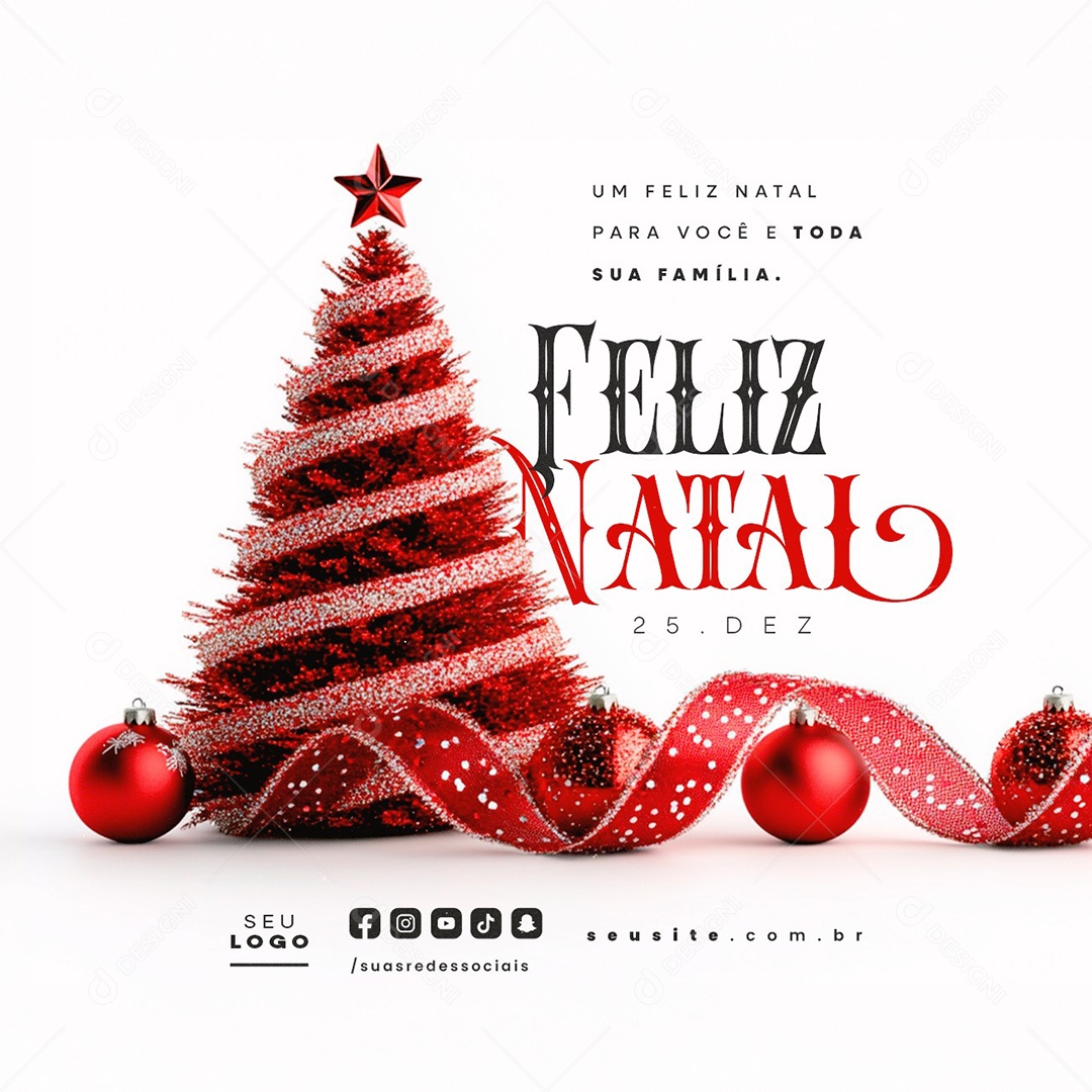 Feliz Natal 25 de Dezembro Social Media PSD Editável