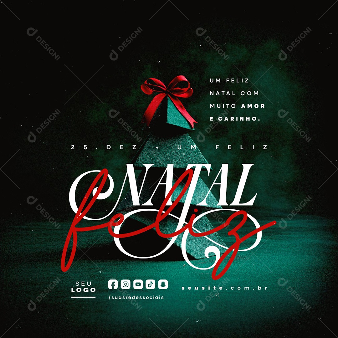 Um Feliz Natal 25 de Dezembro Social Media PSD Editável