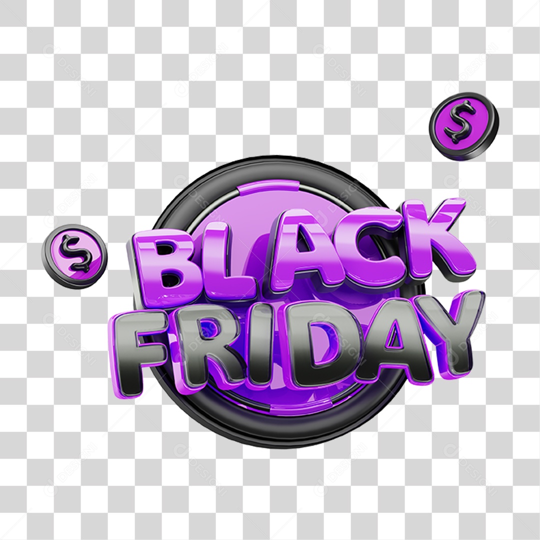 Selo 3D Black Friday PNG Transparente