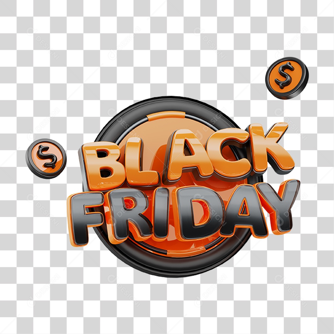 Selo 3D Black Friday PNG Transparente