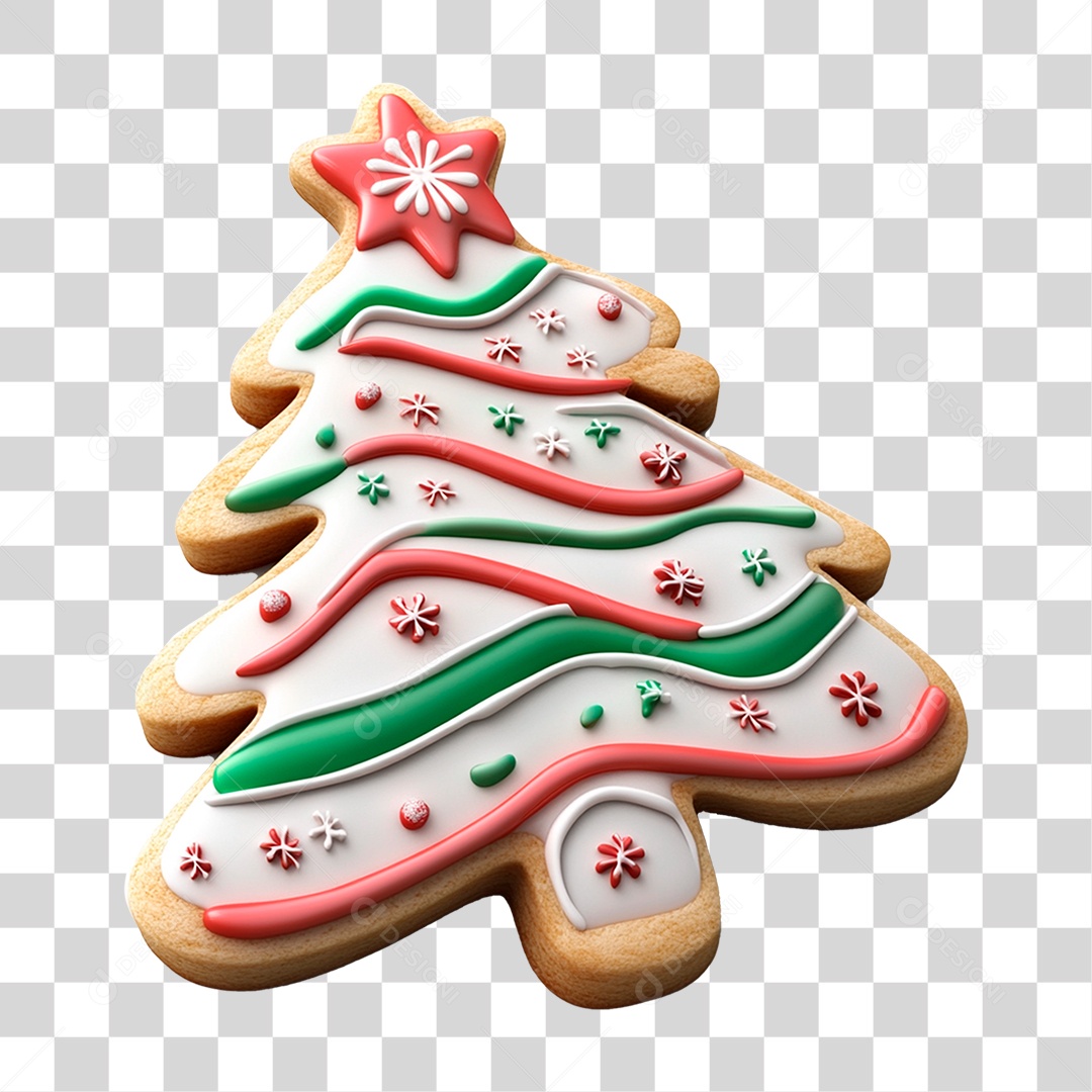 Biscoito de Doce em Formato de Árvore de Natal PNG Transparente