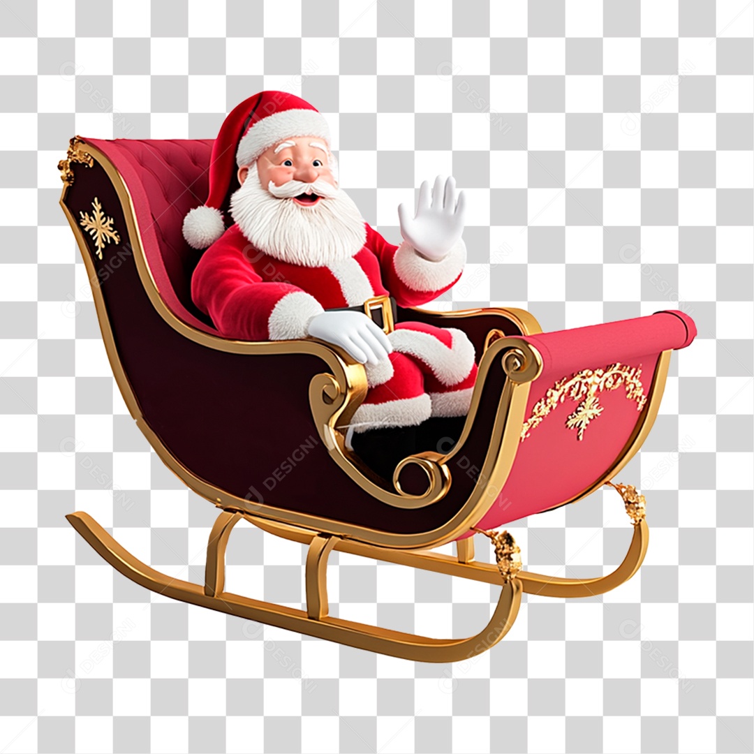 Papai Noel Sentado em Trenó PNG Transparente