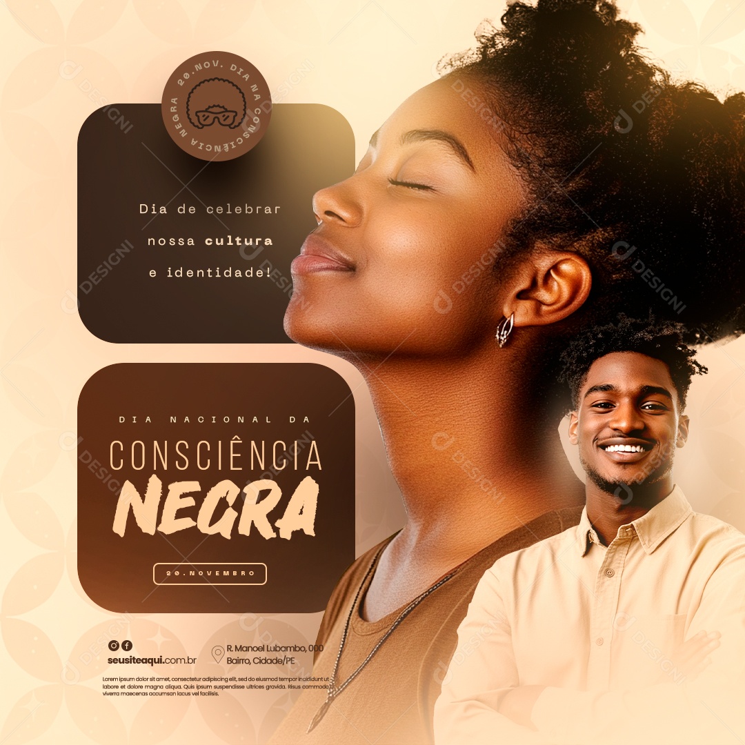 Dia Nacional da Consciência Negra 20 de Novembro Social Media PSD Editável