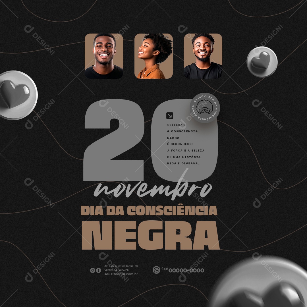 Social Media Celebrar a Consciência Negra 20 de Novembro PSD Editável