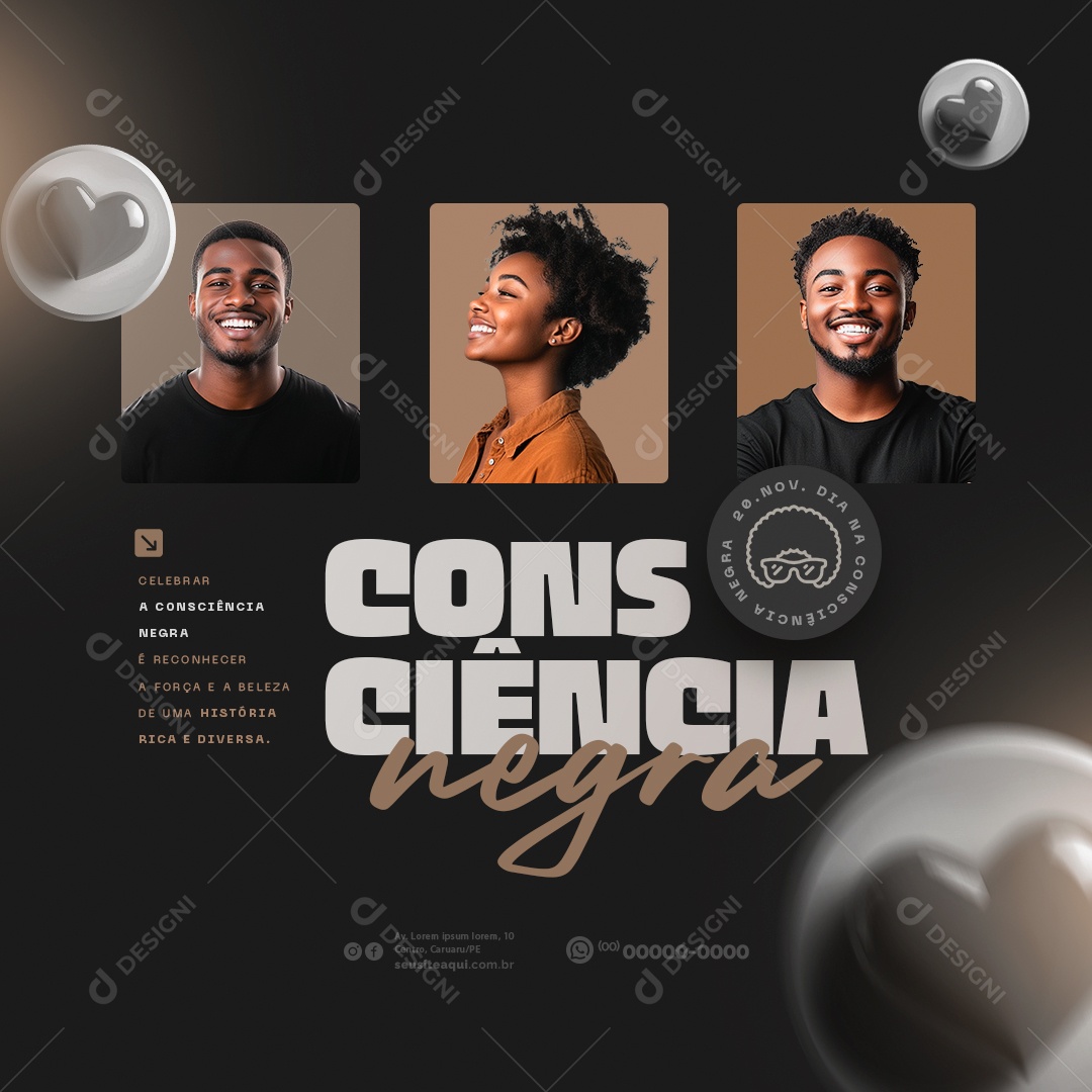 Social Media Celebrar a Consciência Negra 20 de Novembro PSD Editável