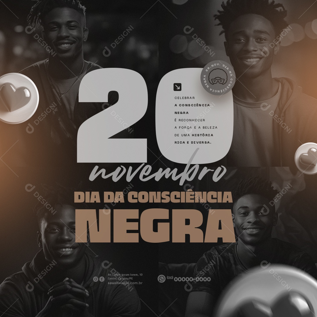Dia da Consciência Negra 20 de Novembro Social Media PSD Editável