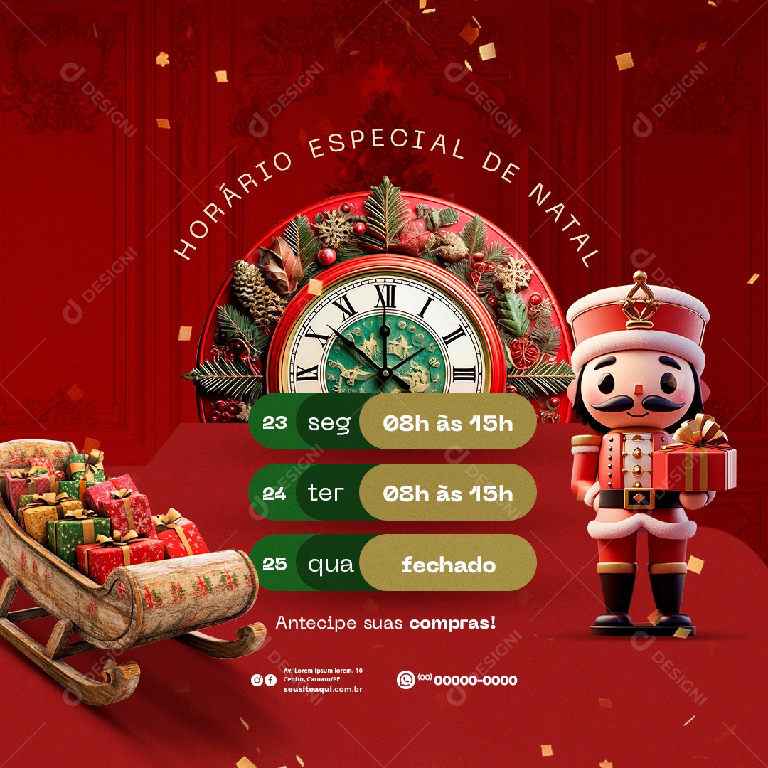 Horário Especial de Natal Social Media PSD Editável