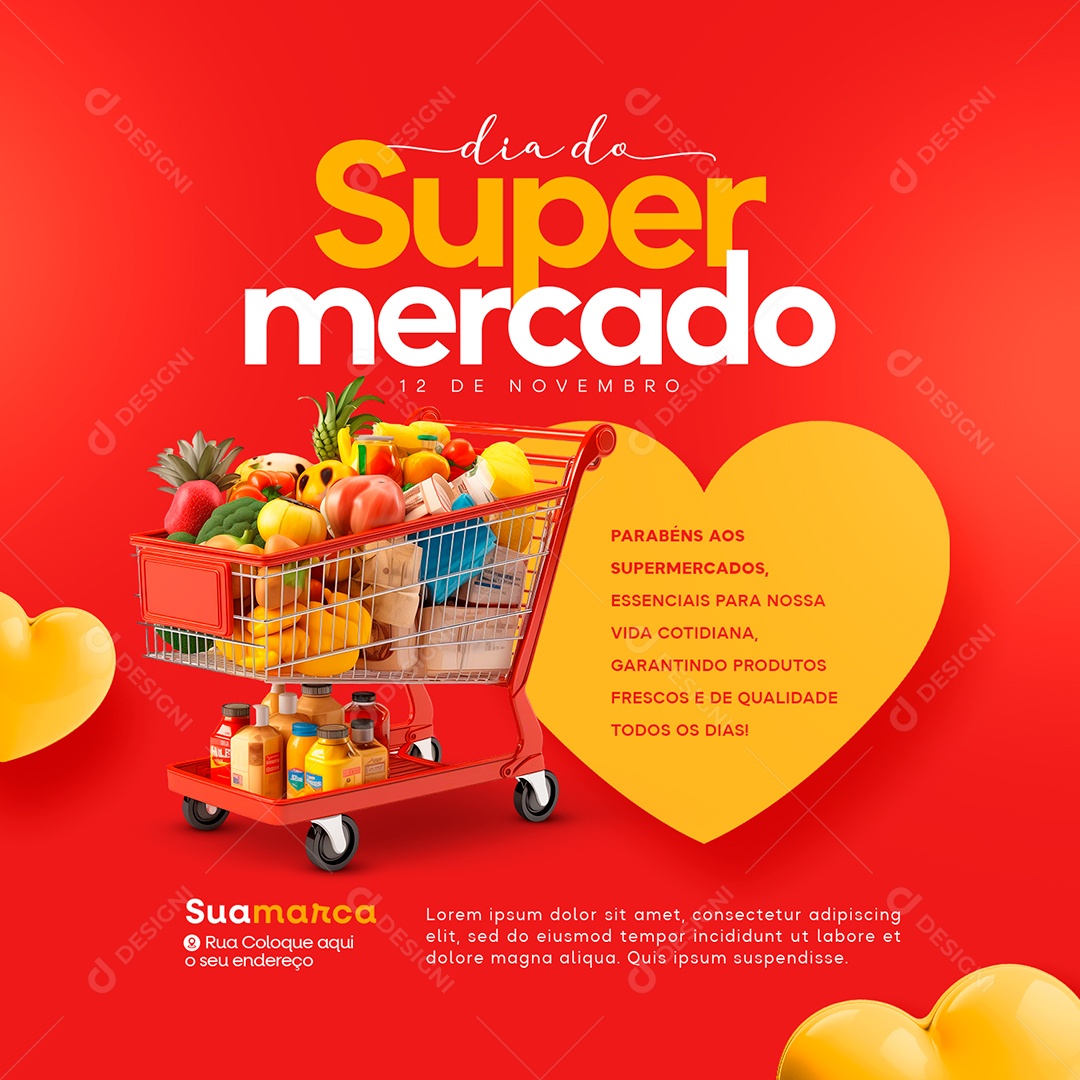 Dia do Supermercado 12 de Novembro Social Media PSD Editável