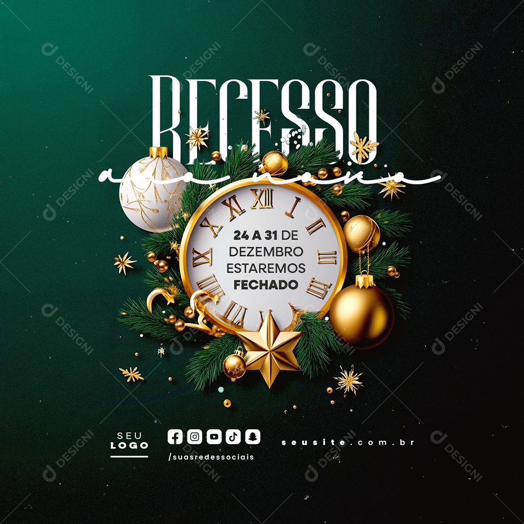 Recesso Ano Novo Social Media PSD Editável