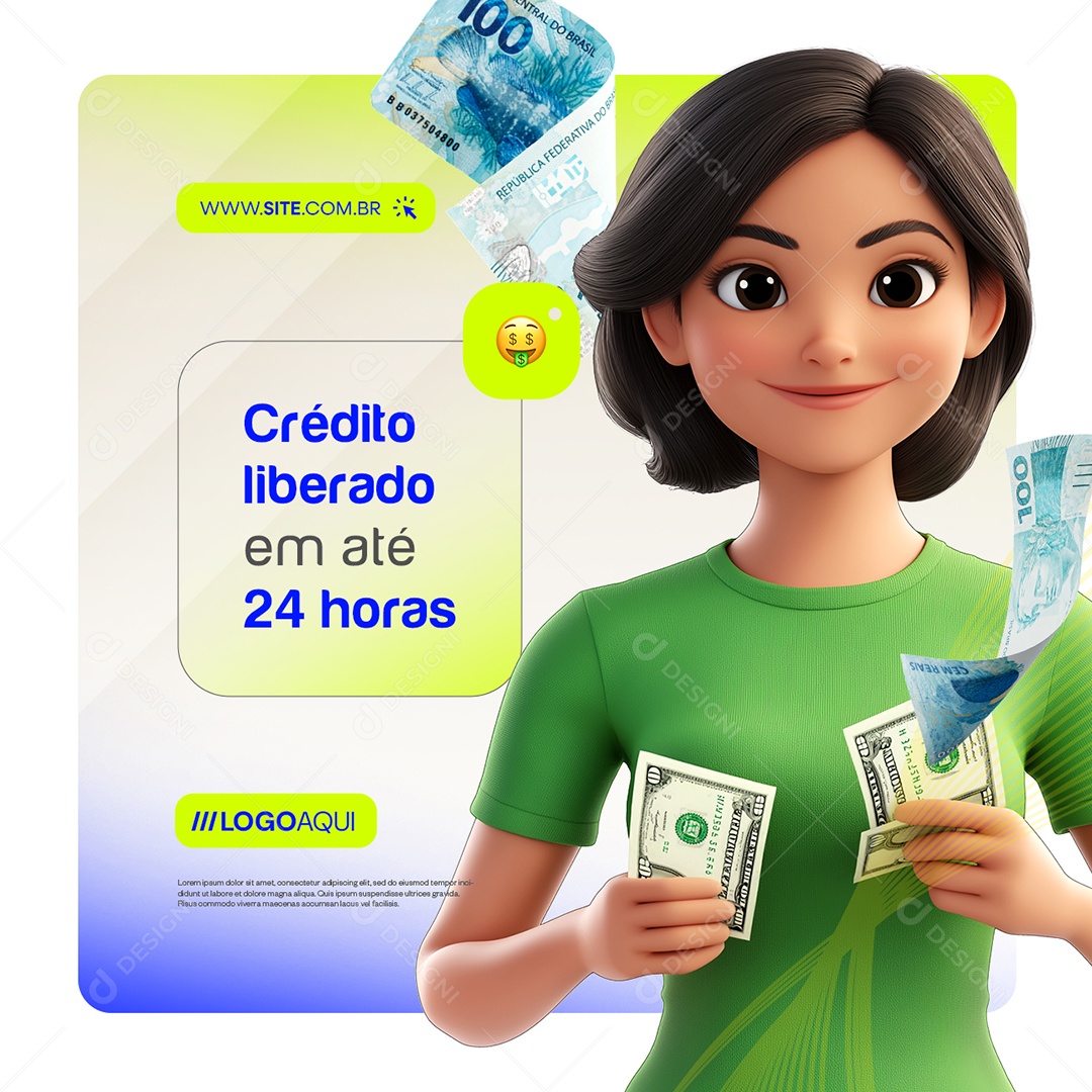 Empréstimo Crédito Liberado em Até 24 Horas Social Media PSD Editável