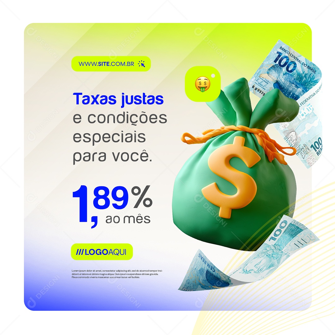 Empréstimo Taxas Justas e Condições Social Media PSD Editável