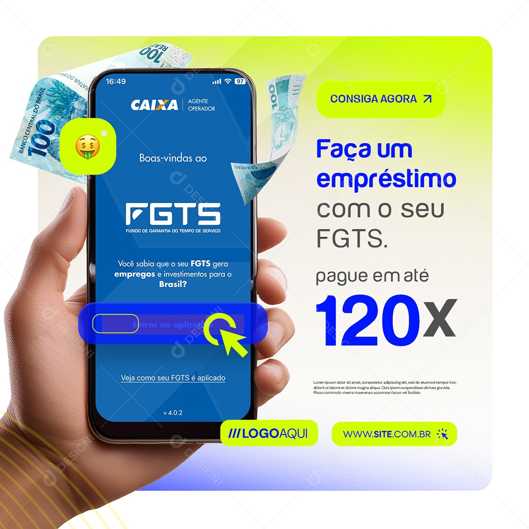 Faça um Empréstimo Com o Seu FGTS Social Media PSD Editável