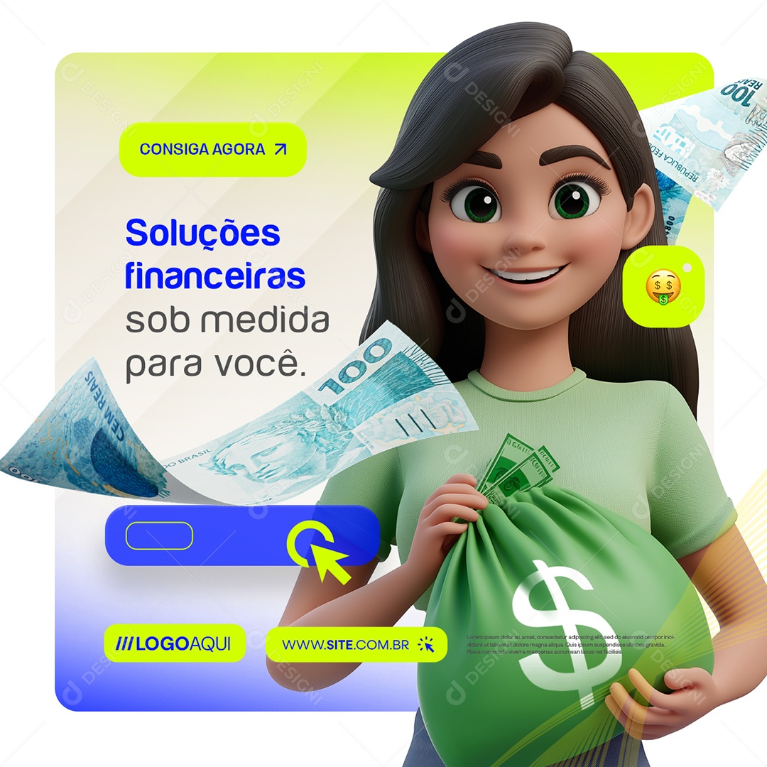 Empréstimo Soluções Financeiras Sob Medida Social Media PSD Editável