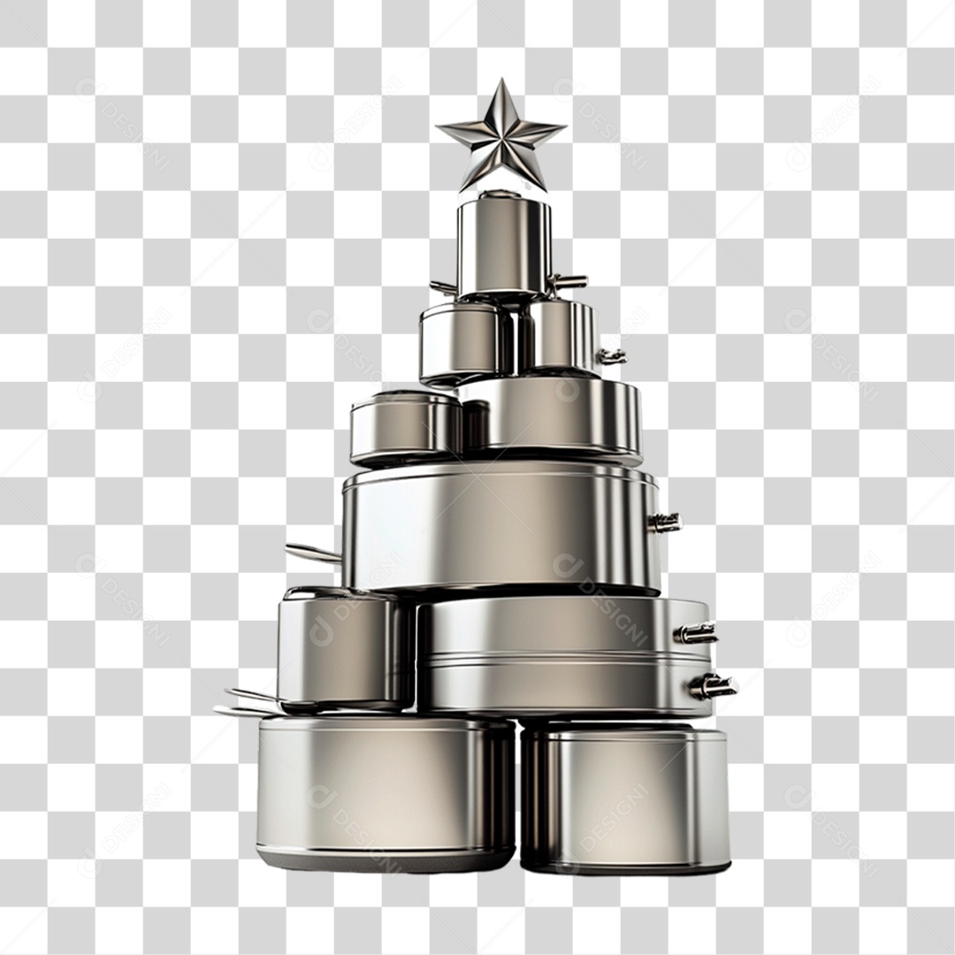 Panelas Inox Empilhadas Formato de Árvore PNG Transparente