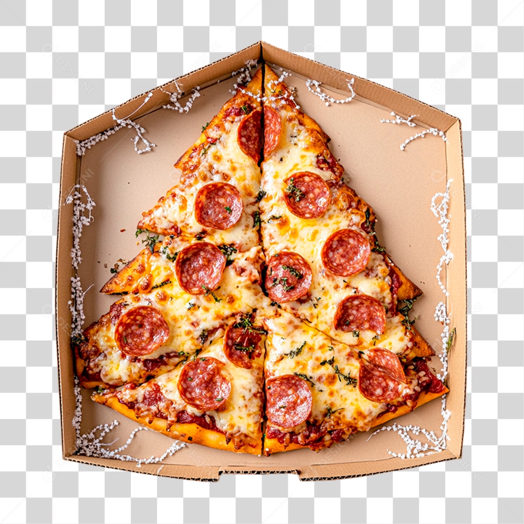 Pizza em Formato de Árvore de Natal PNG Transparente
