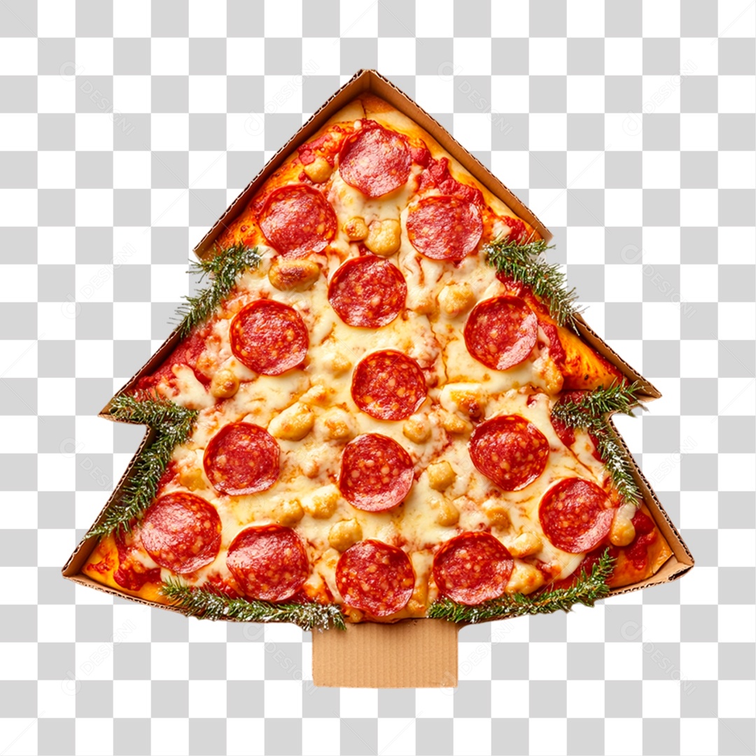 Pizza em Formato de Árvore de Natal PNG Transparente