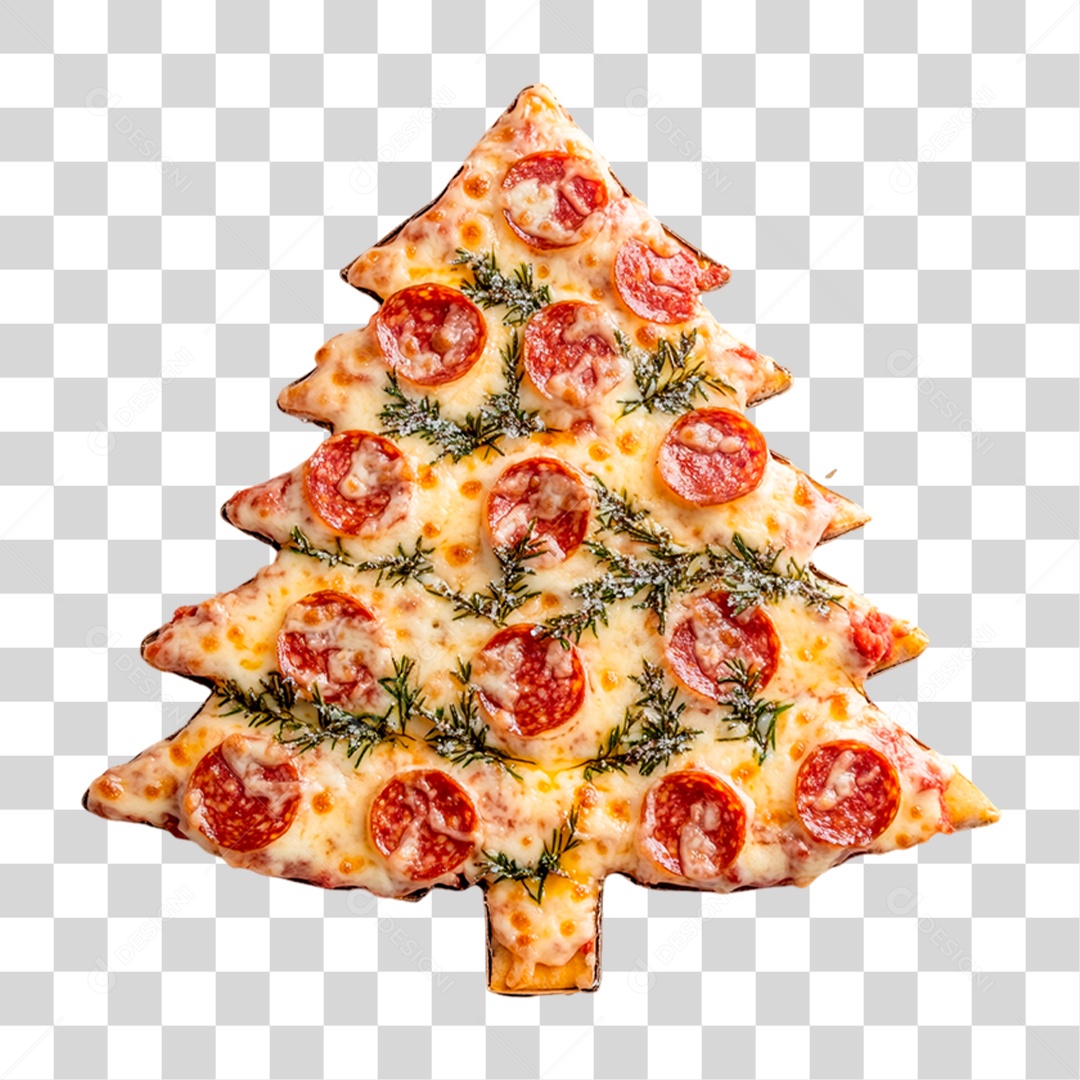 Pizza em Formato de Árvore de Natal PNG Transparente