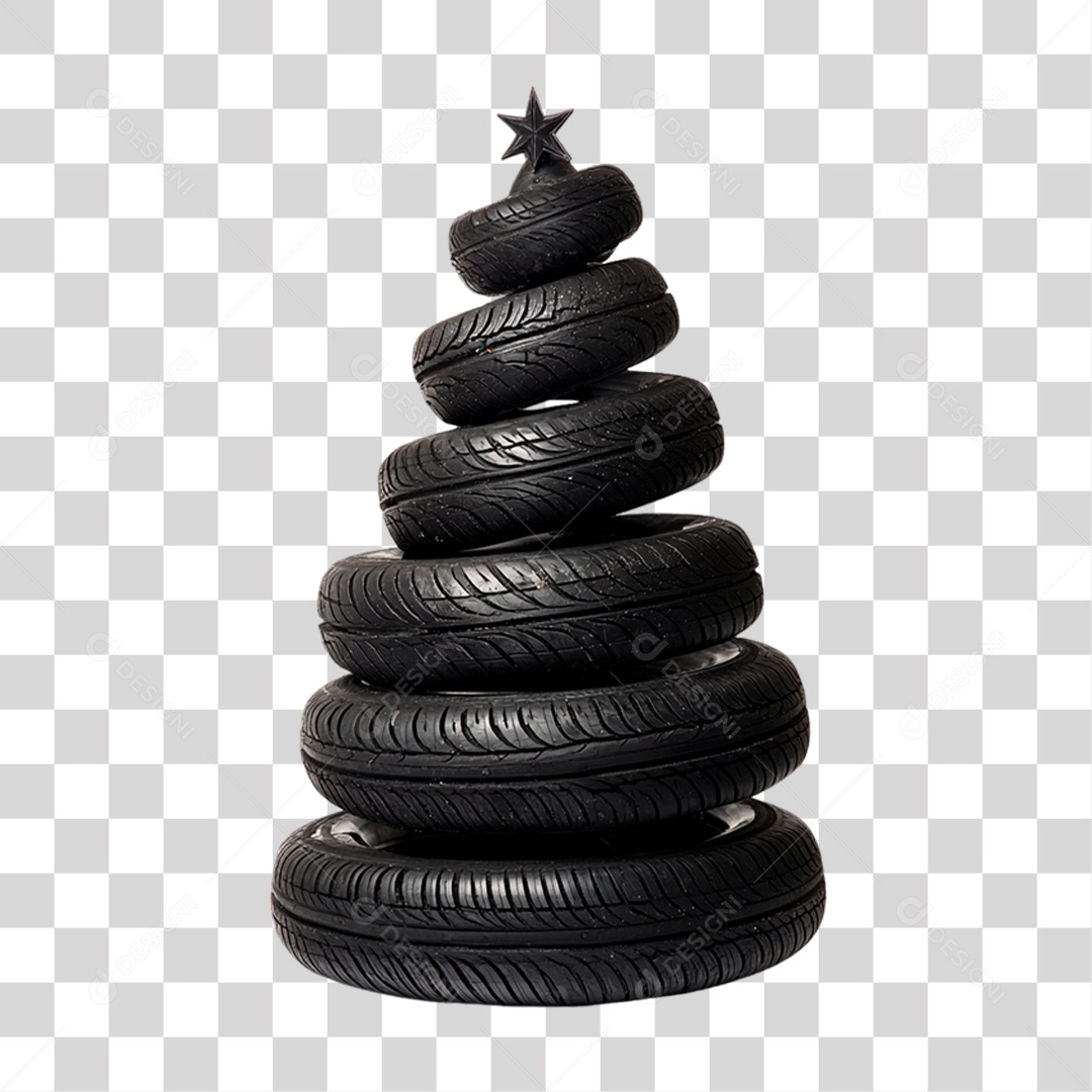 Peneus de Carro Empilhadas em Formato de Árvore de Natal PNG Transparente