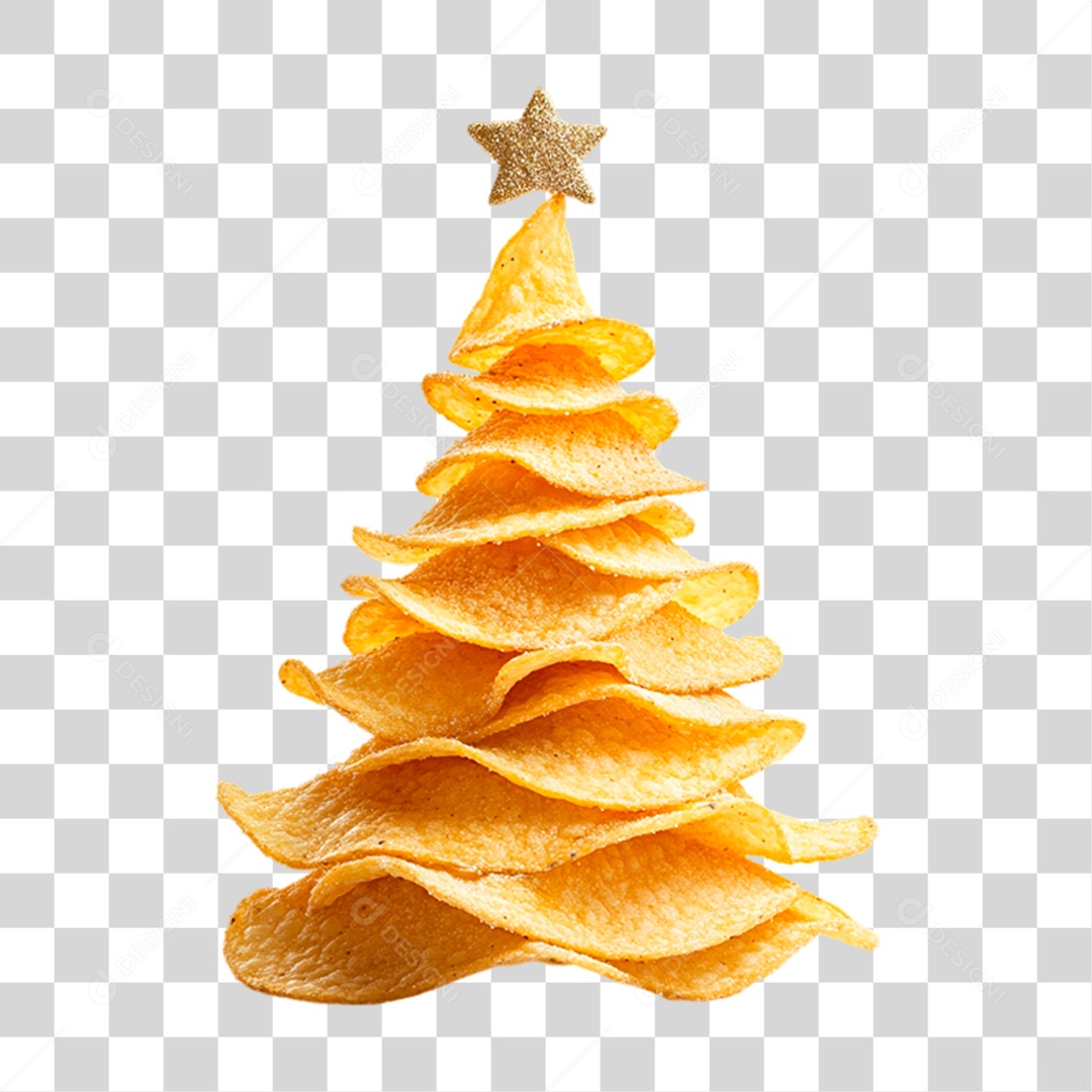 Batatas Empilhadas em Formato de Árvore de Natal PNG Transparete