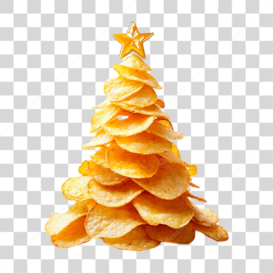 Batatas Empilhadas em Formato de Árvore de Natal PNG Transparete