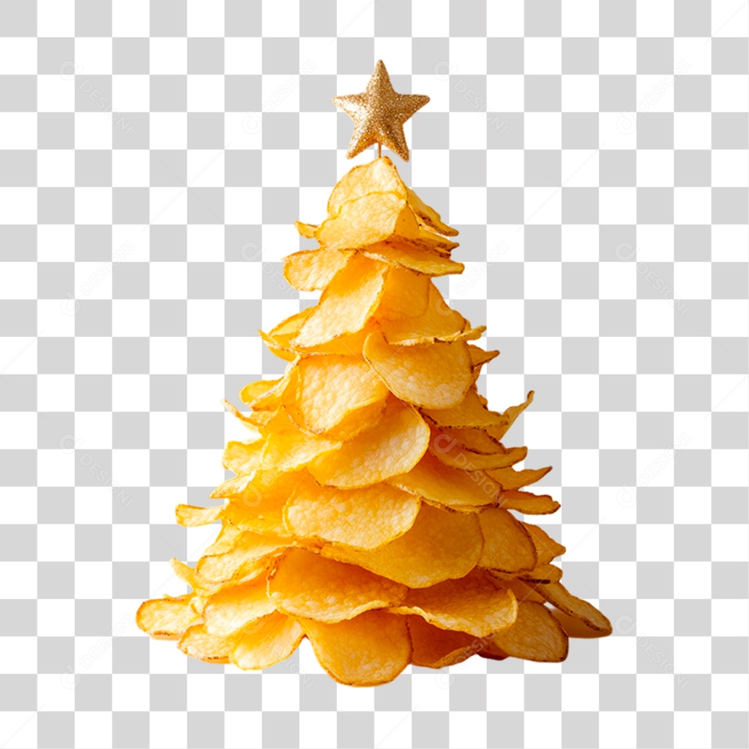 Batatas Empilhadas em Formato de Árvore de Natal PNG Transparete