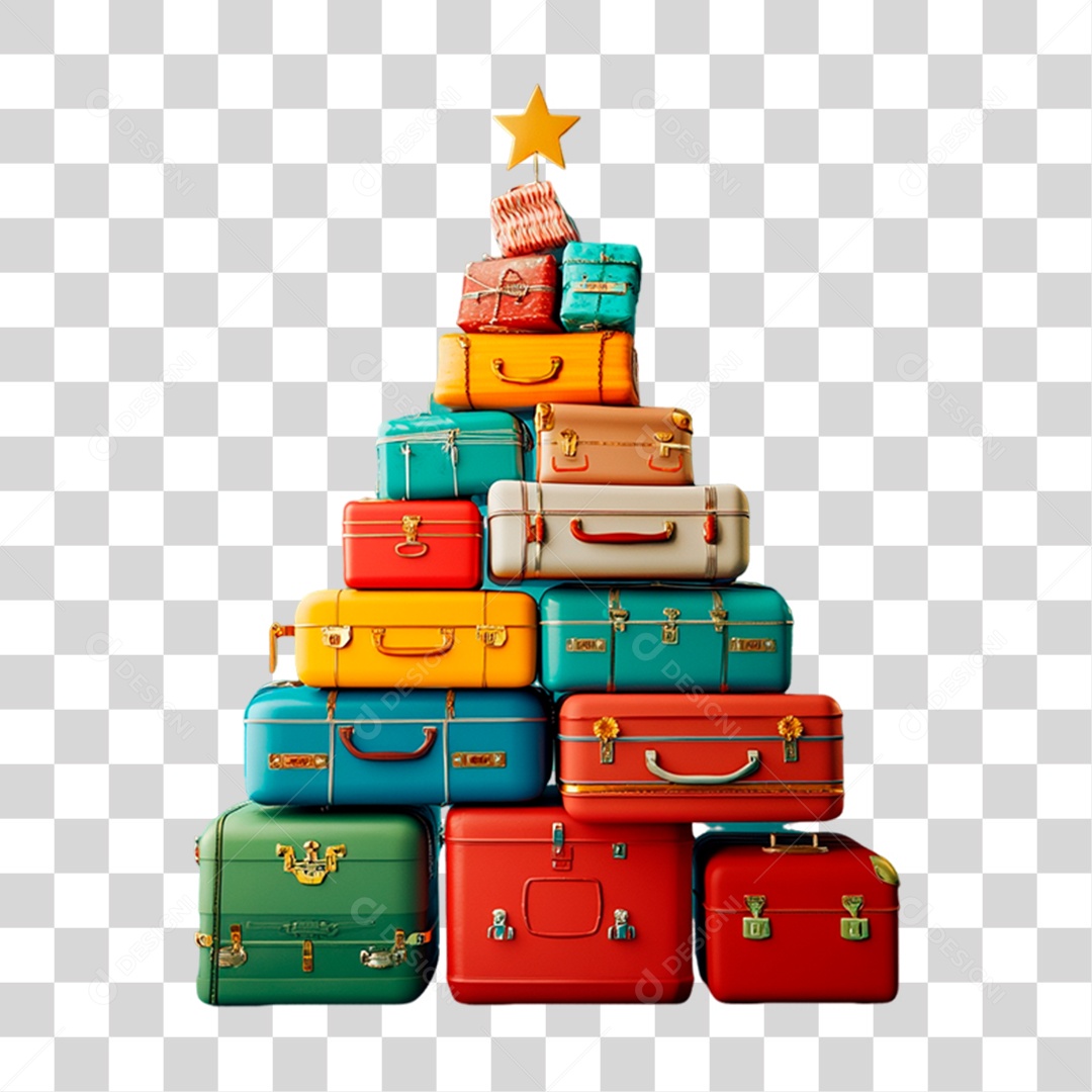 Malas Empilhadas em Formato de Árvore de Natal
