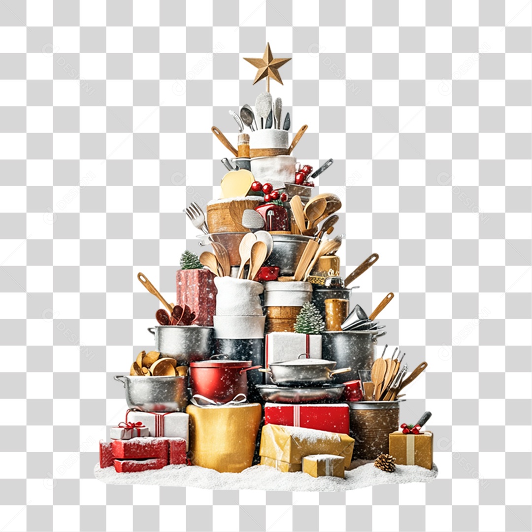 Panelas Empilhadas em Formato de Árvore de Natal PNG Transparente