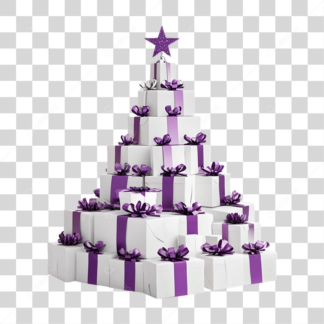 Caixas de Presentes Empilhadas em Formato de Árvore de Natal PNG Transparente