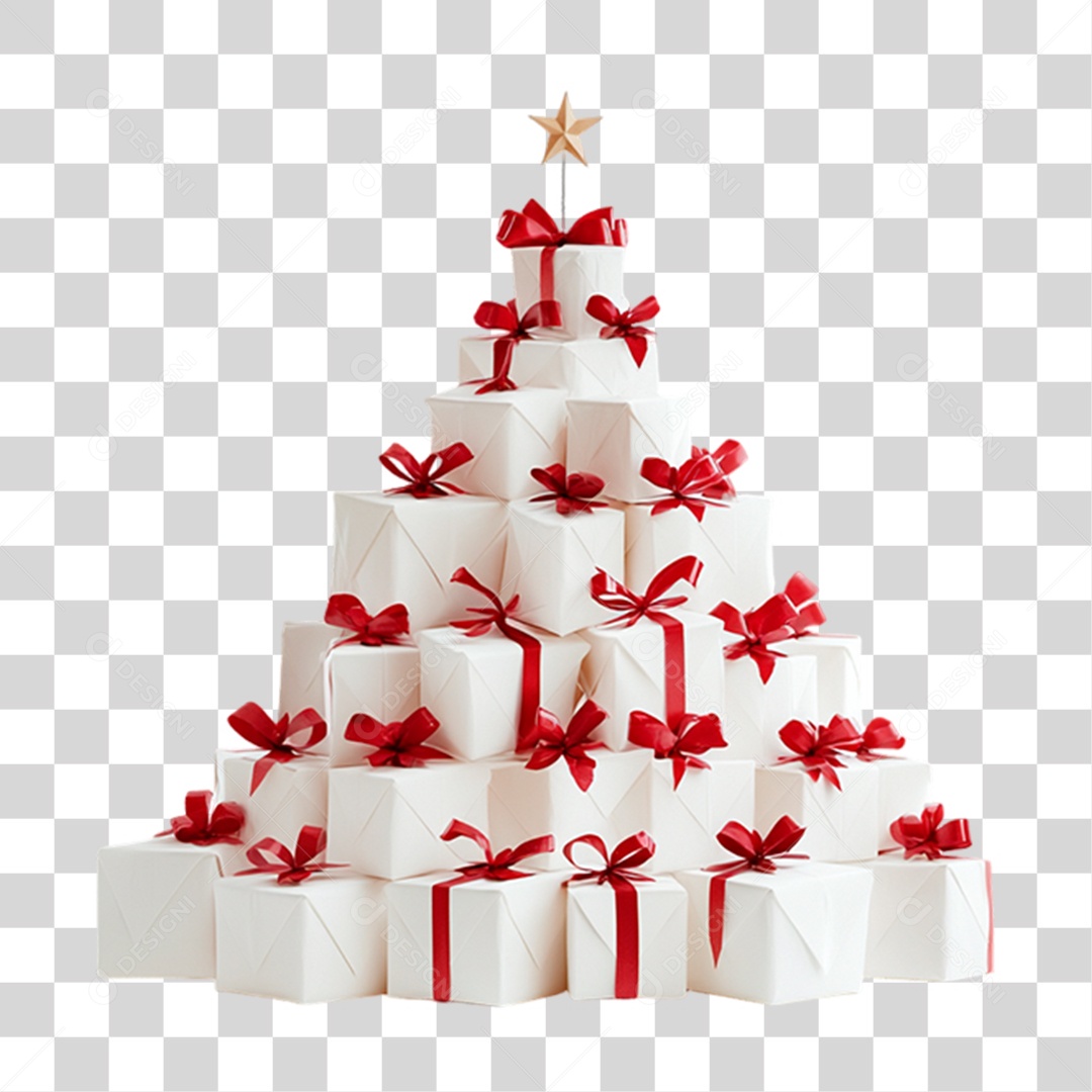 Caixas de Presentes Empilhadas em Formato de Árvore de Natal PNG Transparente