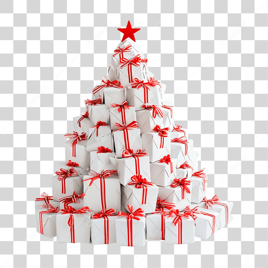Caixas de Presentes Empilhadas em Formato de Árvore de Natal PNG Transparente