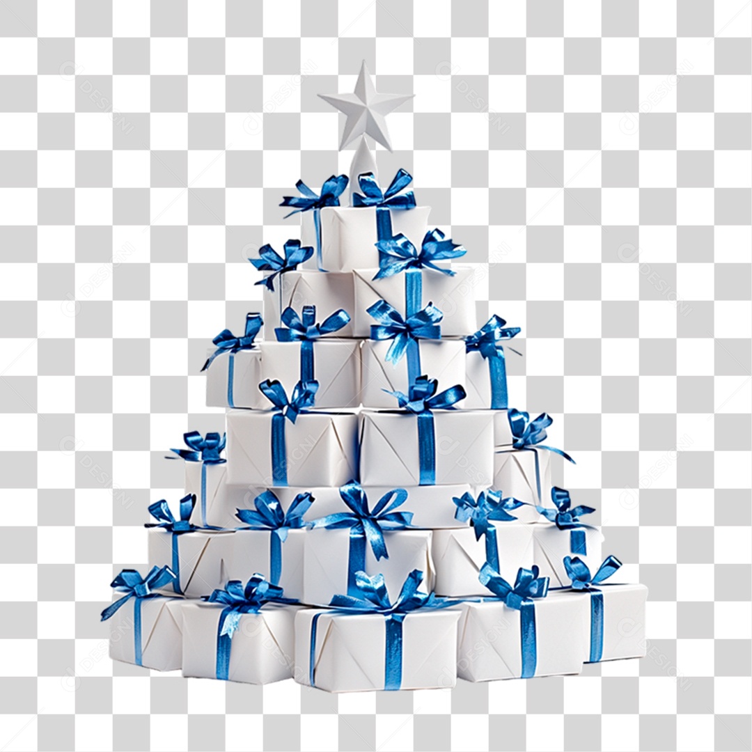 Caixas de Presentes Empilhadas em Formato de Árvore de Natal PNG Transparente