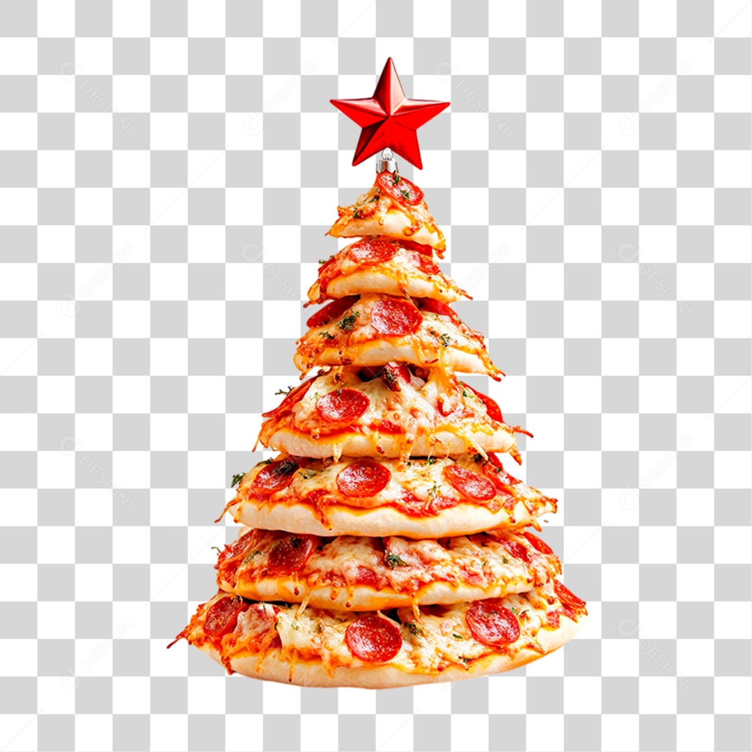 Pizza em Formato de Árvore de Natal PNG Transparente