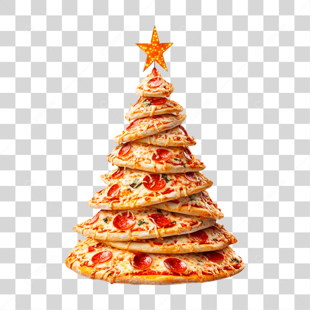 Pizza em Formato de Árvore de Natal PNG Transparente