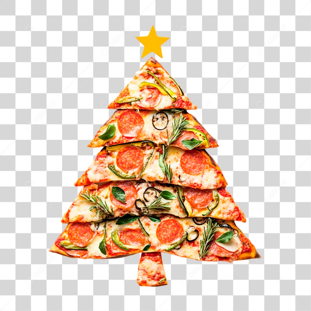 Pizza em Formato de Árvore de Natal PNG Transparente