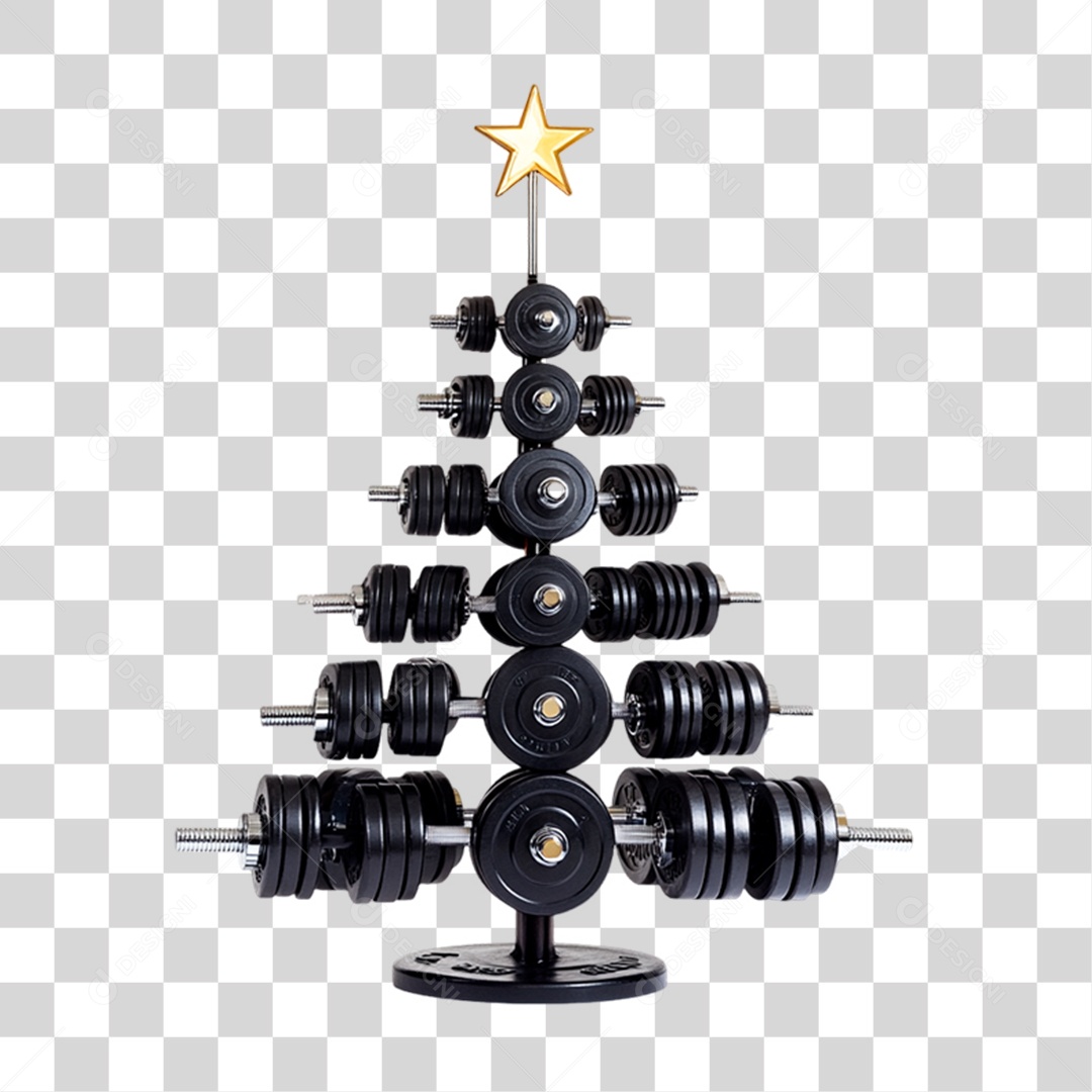 Pesos de Academia Empilhados em Formato de Árvore de Natal PNG Transparente