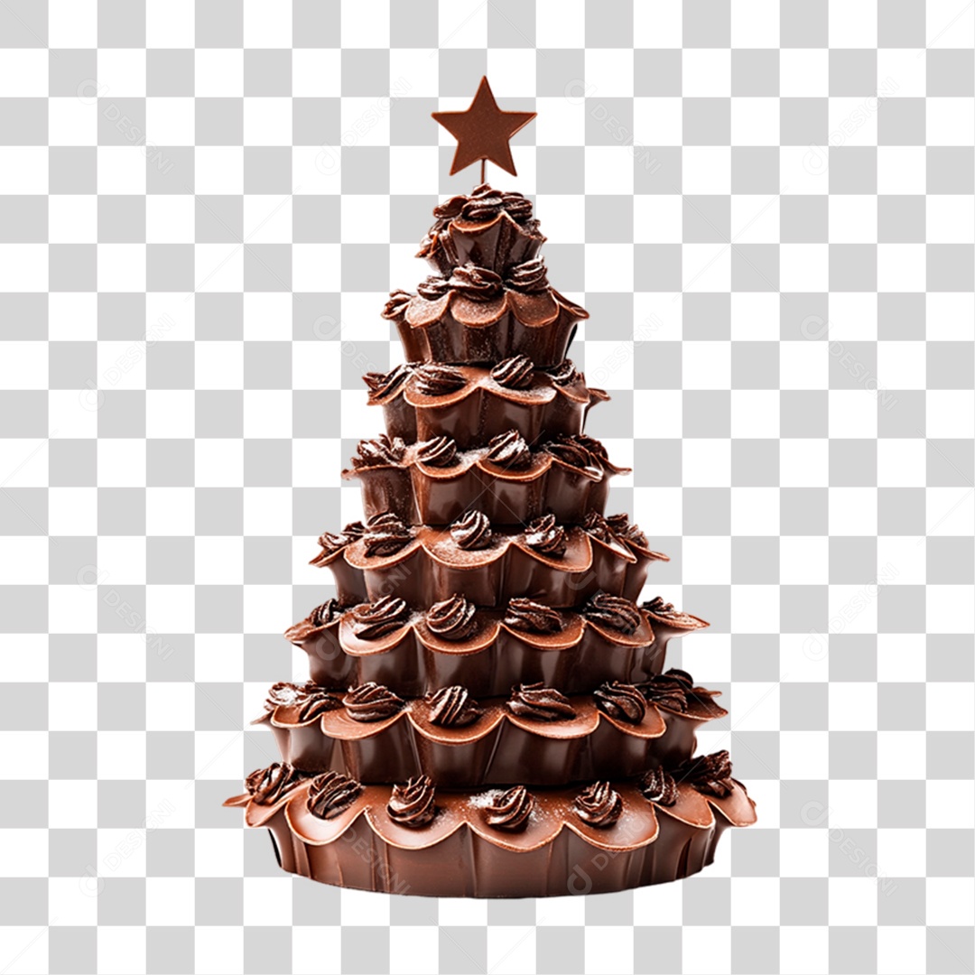 Doces de Chocolate Empilhados em Formato de Árvore de Natal PNG Transparente