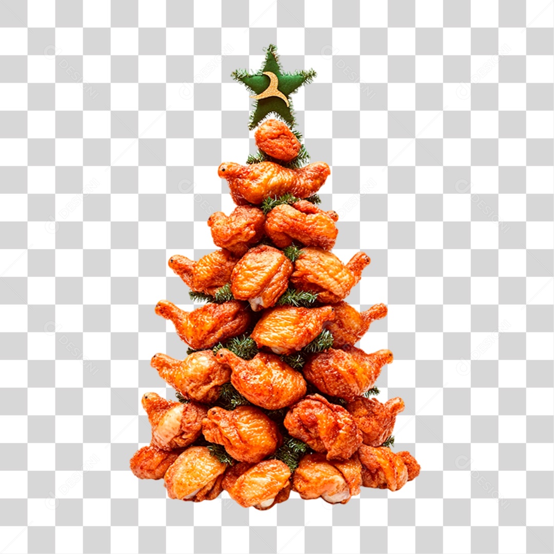 Coxas de Frango Empilhadas em Formato de Árvore de Natal PNG Transparente