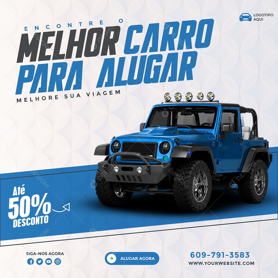 Locadora de Carros Melhor Carro Para Alugar Social Media PSD Editável