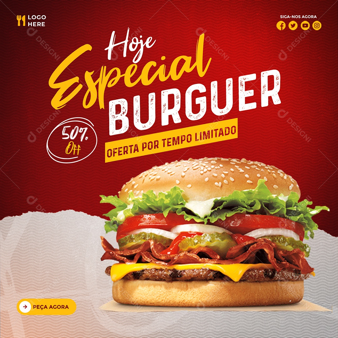 Hoje Especial Burguer Oferta Tempo Limitado PSD Editável