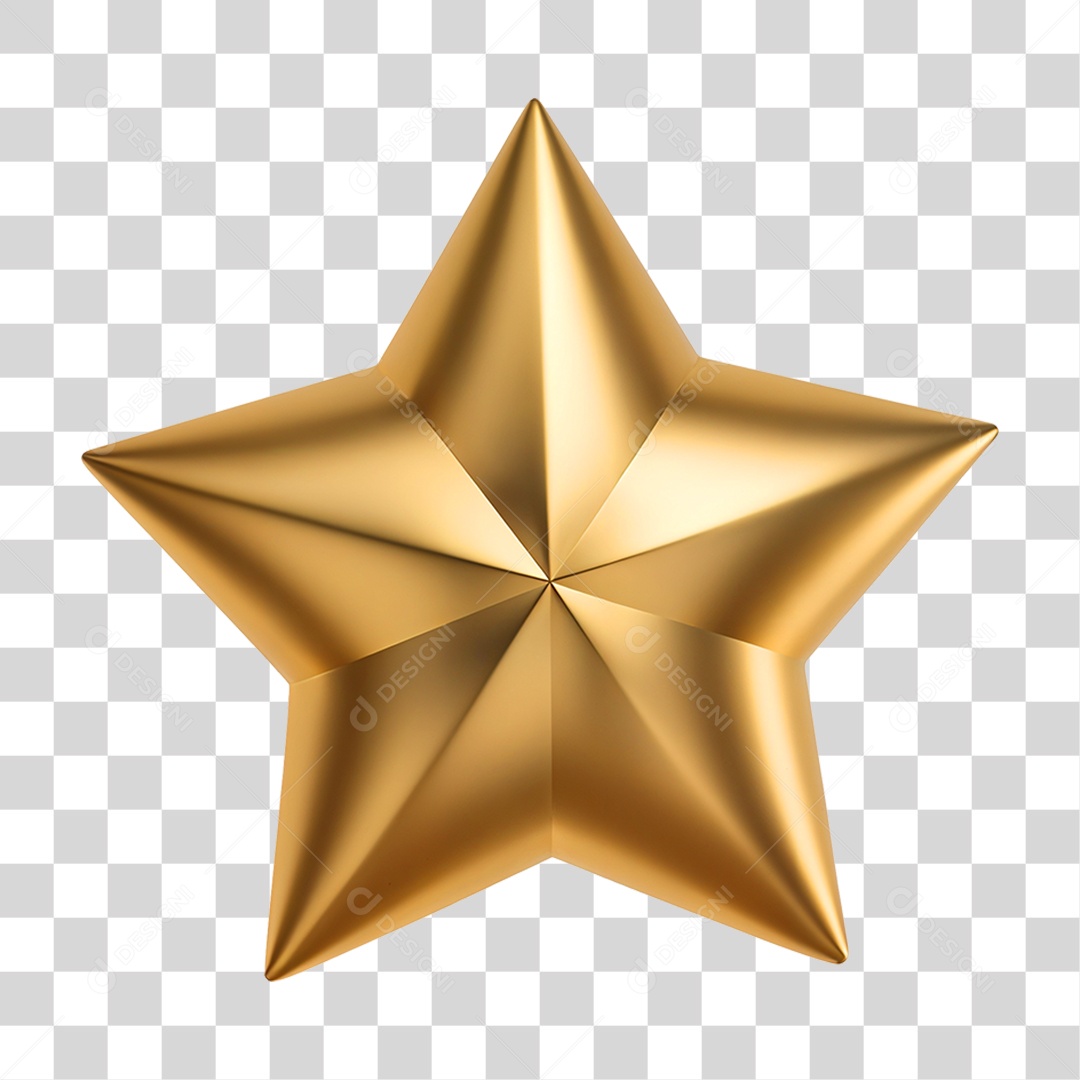 Elemento 3D Estrela Dourada PNG Transparente