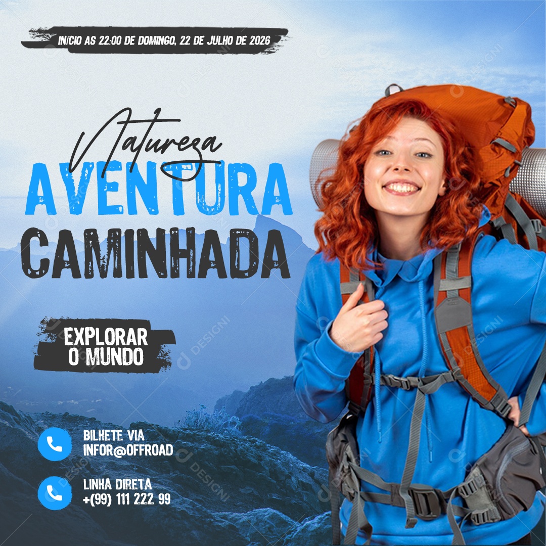 Agência de Viagens Natureza Aventura Caminhada Social Media PSD Editável