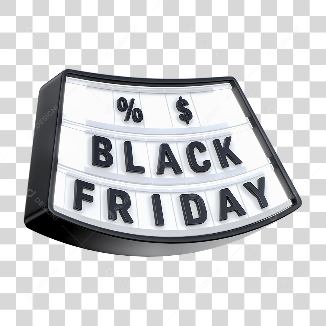 Black Friday Selo 3D para Composição PNG Transparente