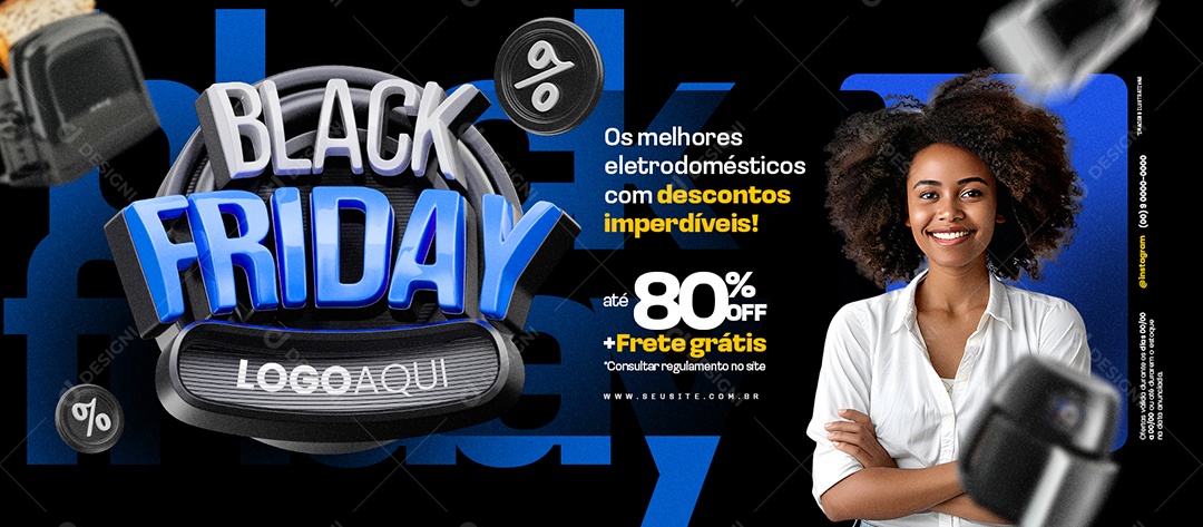 Banner Black Friday Os Melhores Eletrodomésticos Social Media PSD Editável