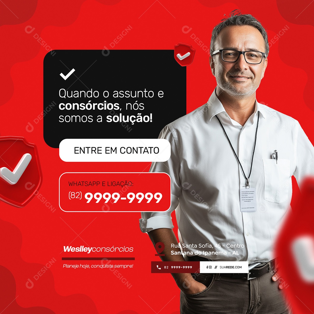 Quando o Assunto e Consórcios Social Media PSD Editável