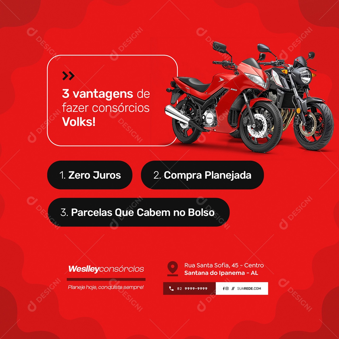 Três Vantages de Fazer Consórcios Volks Social Media PSD Editável