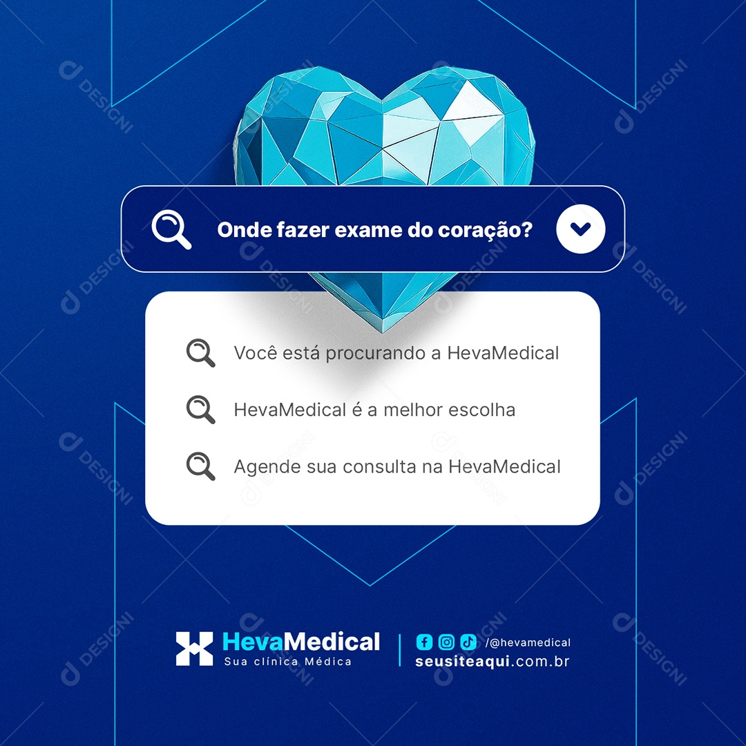 Clínica Médica Onde Fazer Exame do Coração Social Media PSD Editável