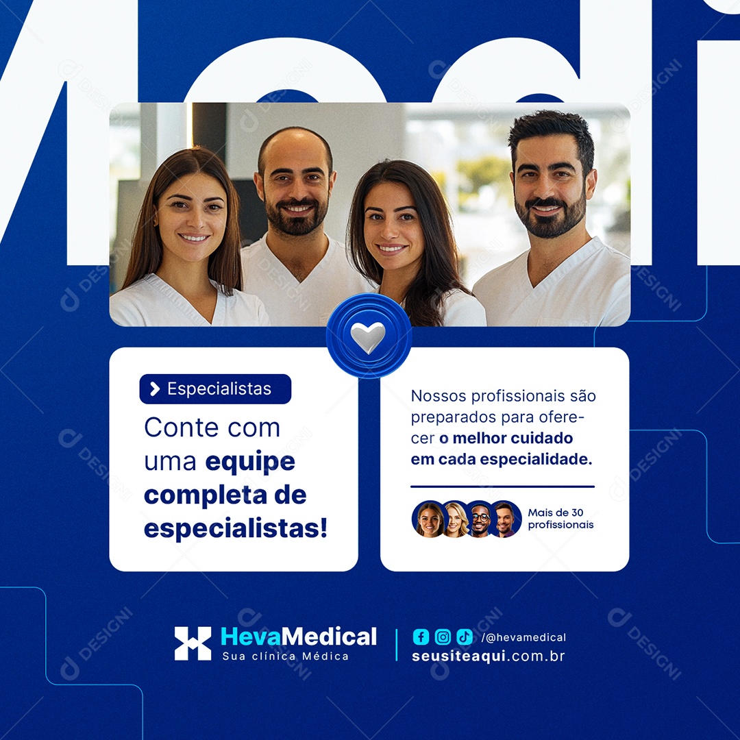 Clínica Médica Conte com Uma Equipe Completa de Especialistas Social Media PSD Editável